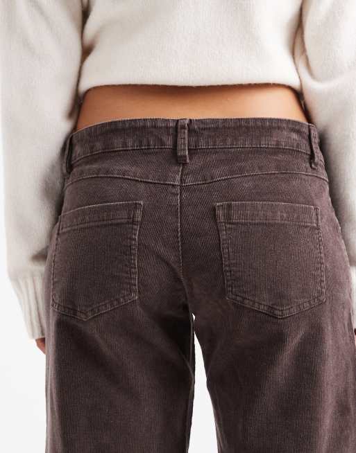 Cotton On - Rechte jeans van corduroy met lage taille in bruin, 4 van 5