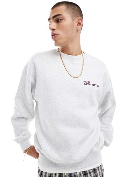 Cotton On - Rechte sweater met grafische NY-print in gemêleerd grijs - view 1