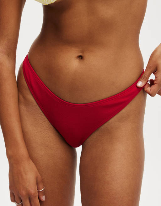 Cotton On Refined high side brazilian bikini bottom in red - RED