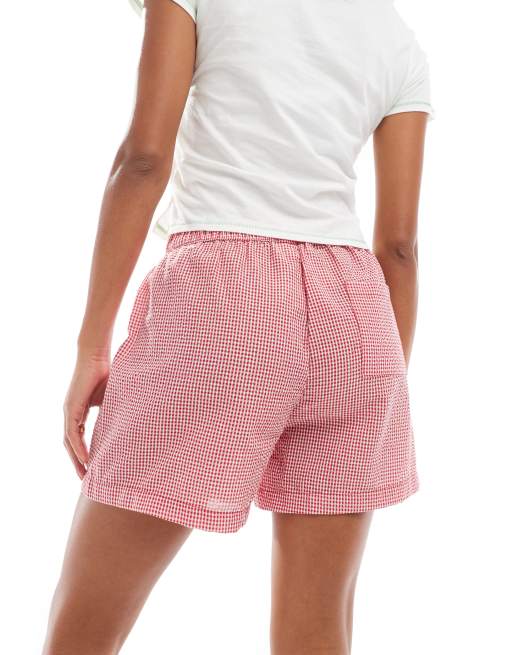 Cotton On relaxed boxer pajama shorts in red gingham, 3 of 4