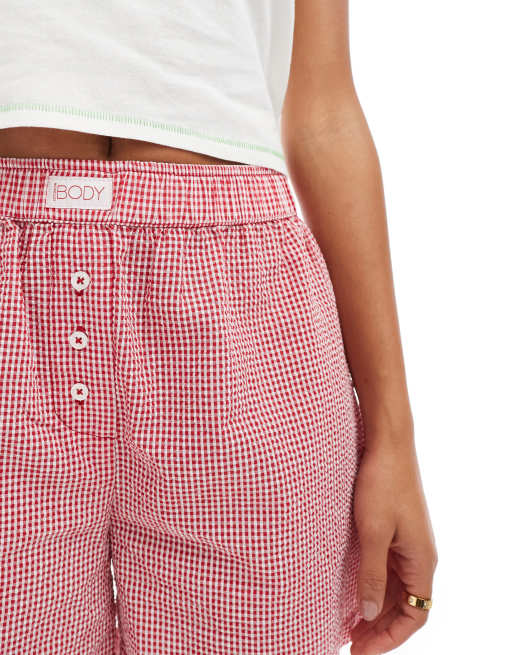 Cotton On relaxed boxer pyjama shorts in red gingham, 2 of 4