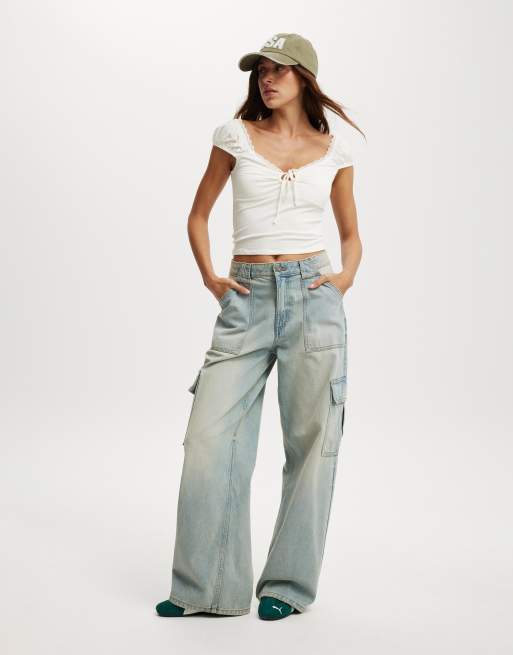 Cotton On Relaxed cargo jean in blue, 2 of 4