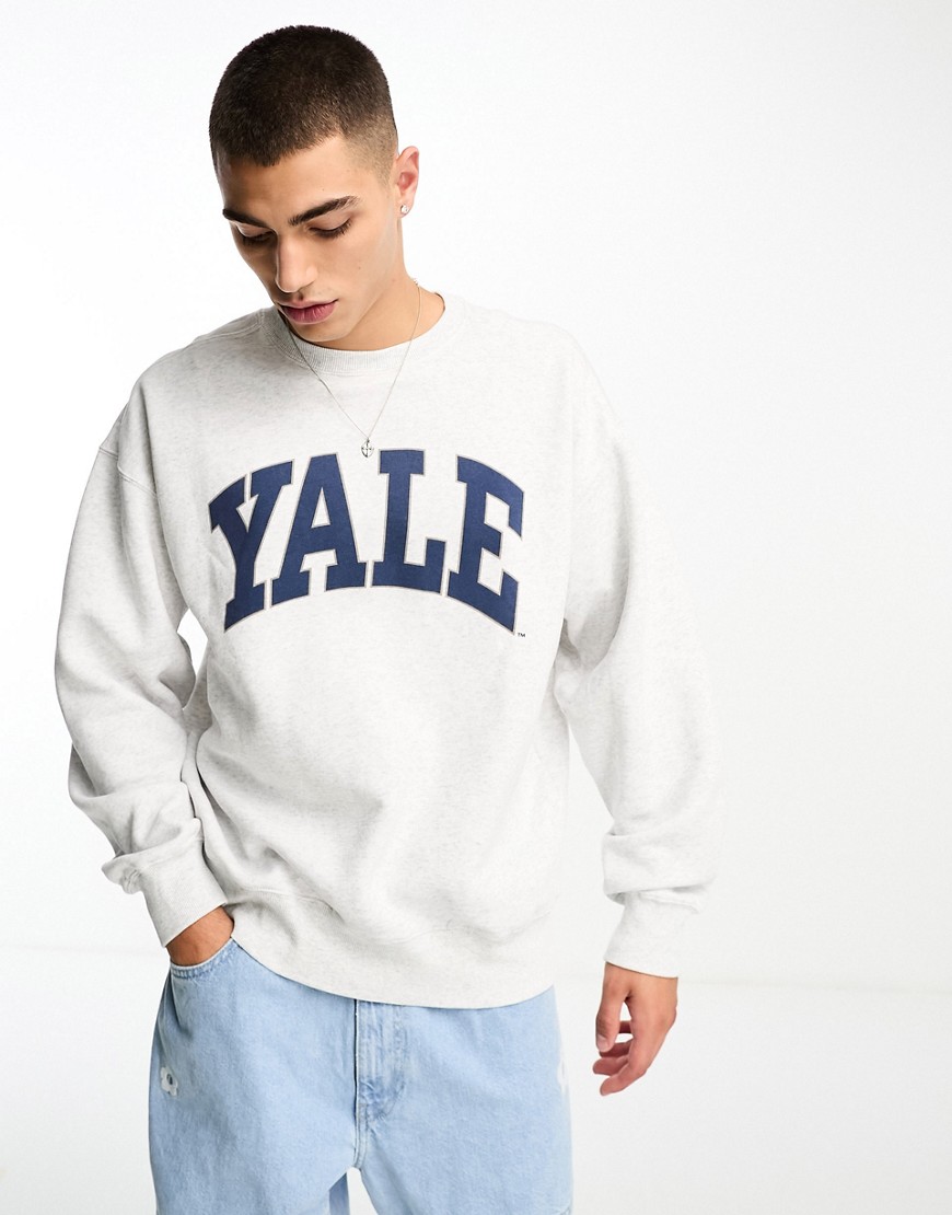 Cotton On relaxed classic sweat in grey marl with Yale graphic-Black