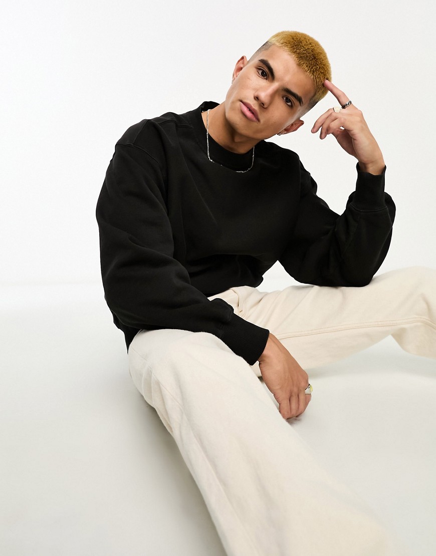 Cotton On relaxed classic sweat in washed black-Grey