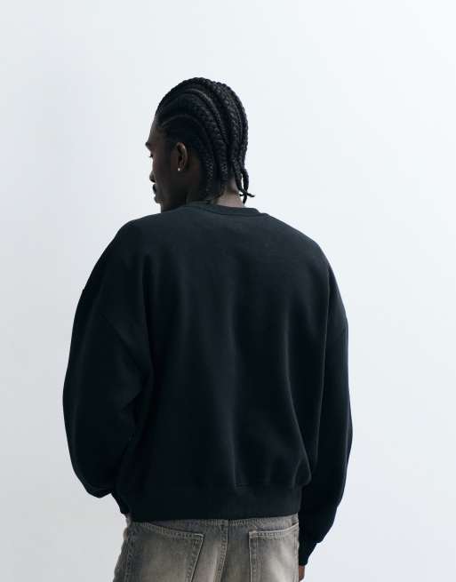 Cotton On relaxed crew sweater in black, 3 of 5