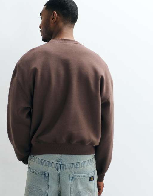 Cotton On relaxed crew sweater in espresso, 4 of 5