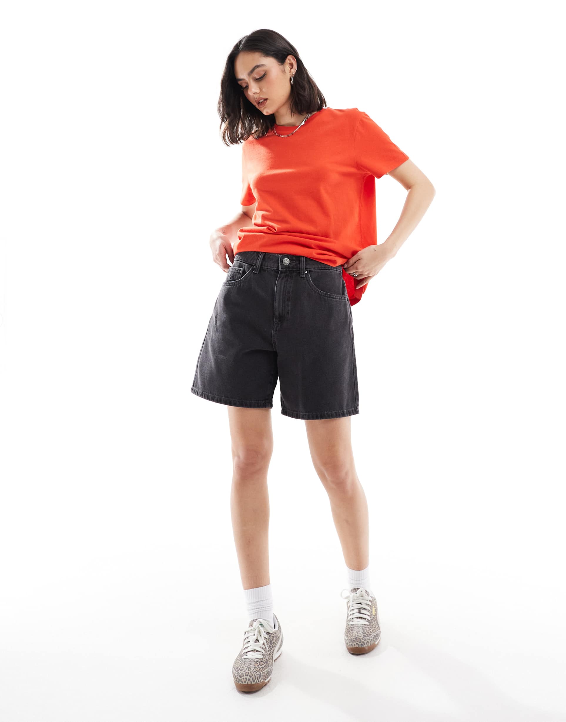 cotton on relaxed denim shirt in worn vintage black