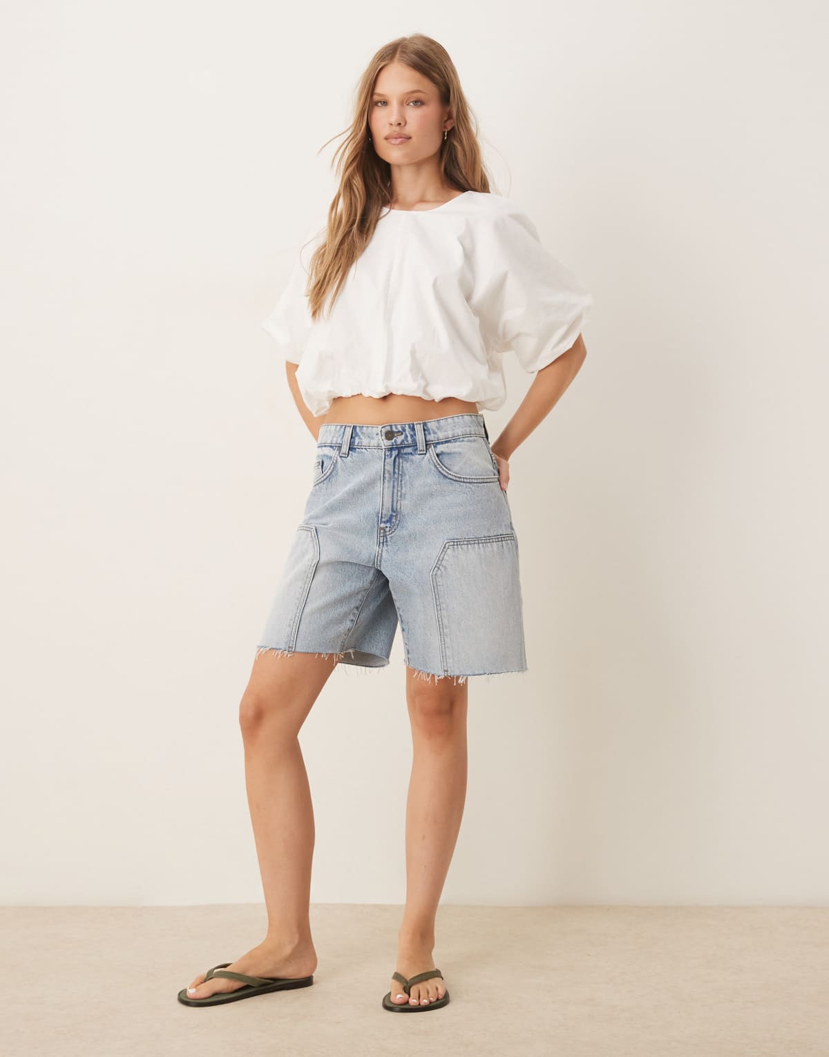 Cotton  On Relaxed denim short in blue