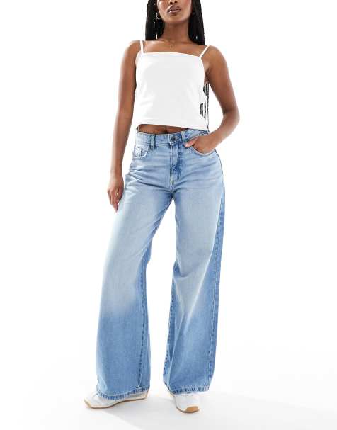 Cotton On – Relaxed Fit Jeans in Breeze-Blau mit weitem Bein - view 1