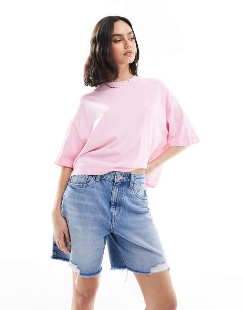 Cotton On – Relaxed-Fit-Jeansshorts in Salzwasser-Blau - view 1