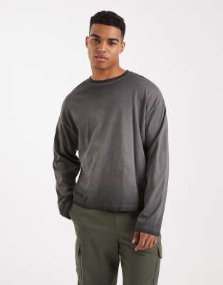 Cotton On Cotton On relaxed fit y2k long sleeve top in slate stone-Grey