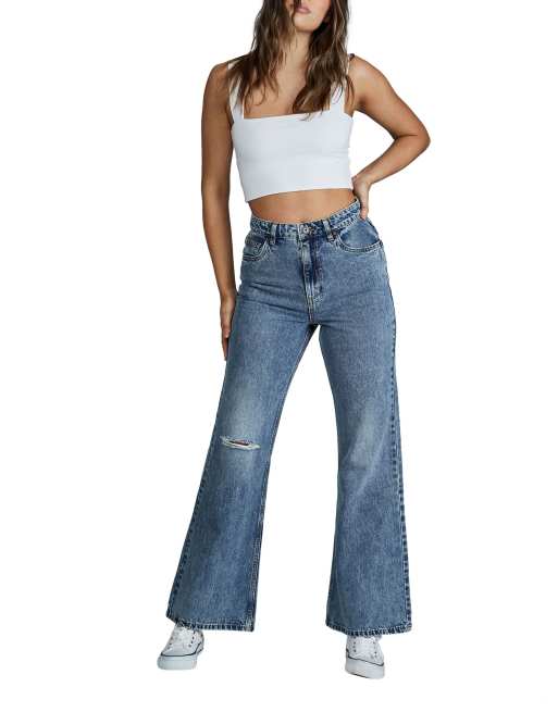 Cotton On relaxed flare jeans in mid blue