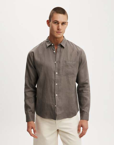 Cotton On Relaxed linen long sleeve shirt in khaki