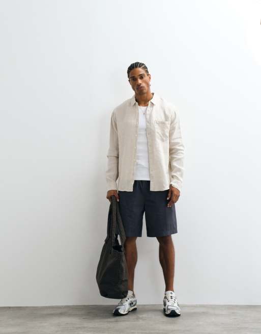 Cotton On relaxed linen long sleeve shirt in oatmeal, 2 of 5