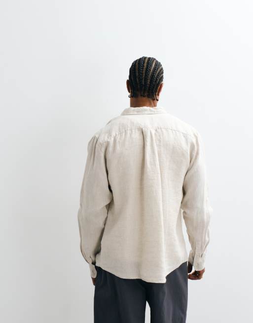 Cotton On relaxed linen long sleeve shirt in oatmeal, 5 of 5