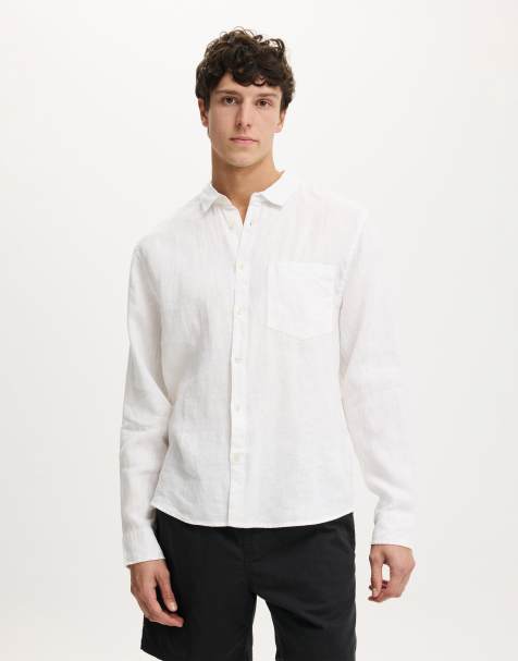 Cotton On Relaxed linen long sleeve shirt in white