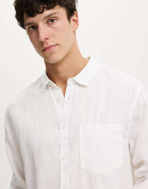 Cotton On Relaxed linen long sleeve shirt in white, 2 of 4