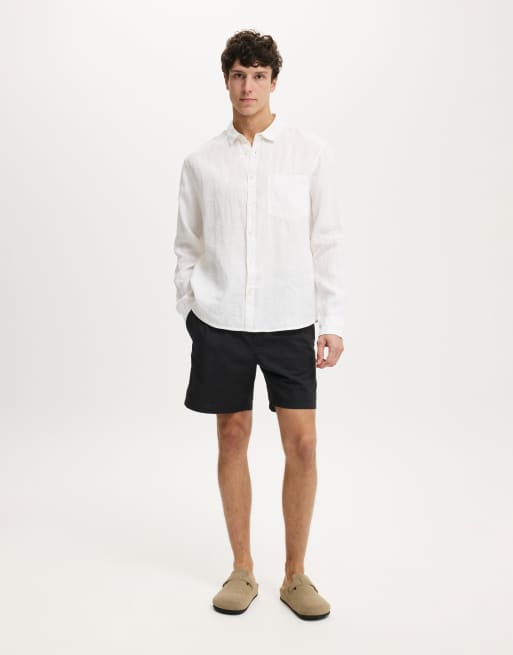 Cotton On Relaxed linen long sleeve shirt in white, 3 of 4
