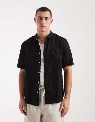 Cotton On relaxed linen shirt in black black