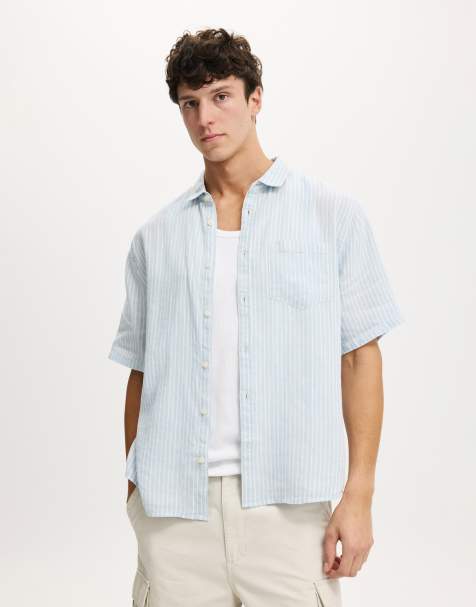 Cotton On Relaxed linen short sleeve shirt in blue - view 1