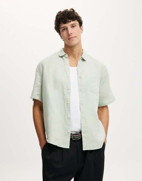Cotton On Relaxed linen short sleeve shirt in green