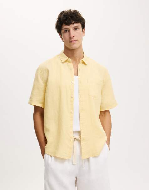 Cotton On Relaxed linen short sleeve shirt in yellow