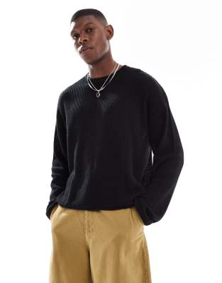Cotton:on Cotton On Relaxed Long Sleeve Knit Sweater In Black