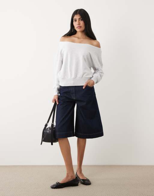 Cotton On relaxed off shoulder sweatshirt in grey marle, 2 of 4