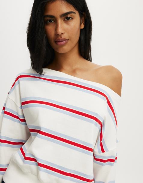 Cotton On Relaxed off shoulder sweatshirt in multi - view 1