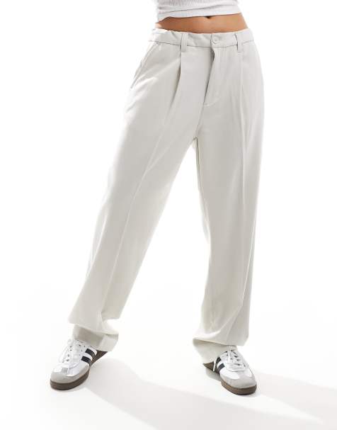 Cotton On relaxed pleated smart trousers in washed stone - view 1