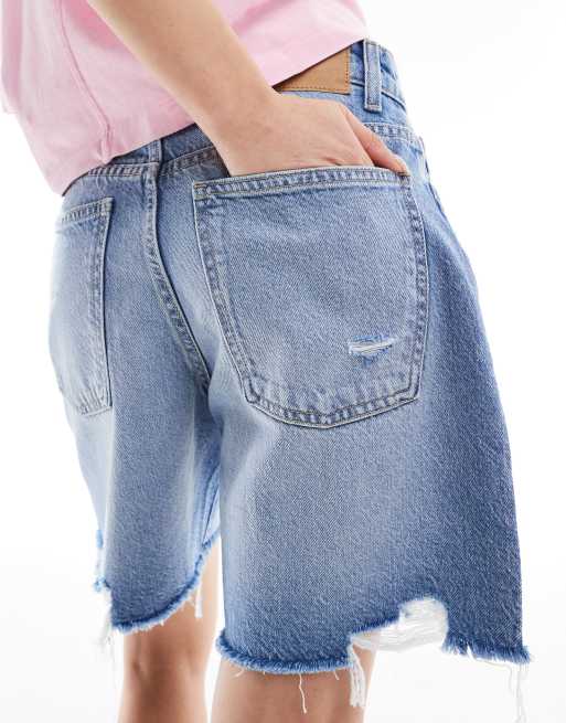Cotton On relaxed ripped denim shorts in saltwater blue