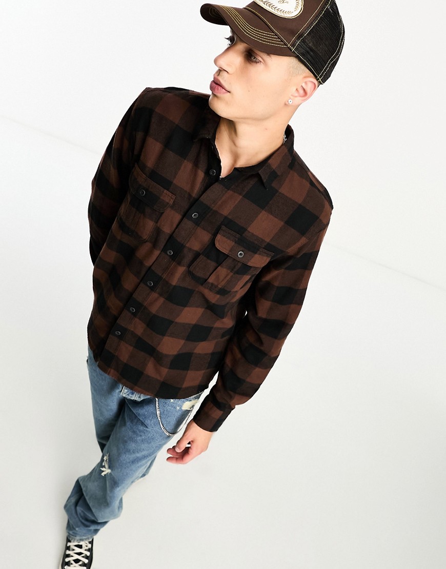 Cotton On relaxed shirt in brown buffalo check