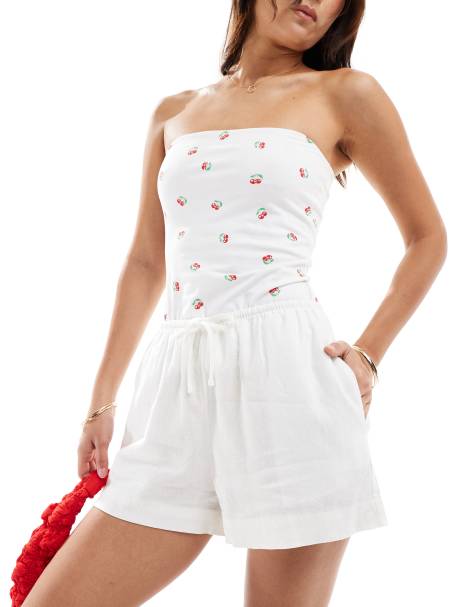 Cotton On relaxed shorts in linen look white - view 1