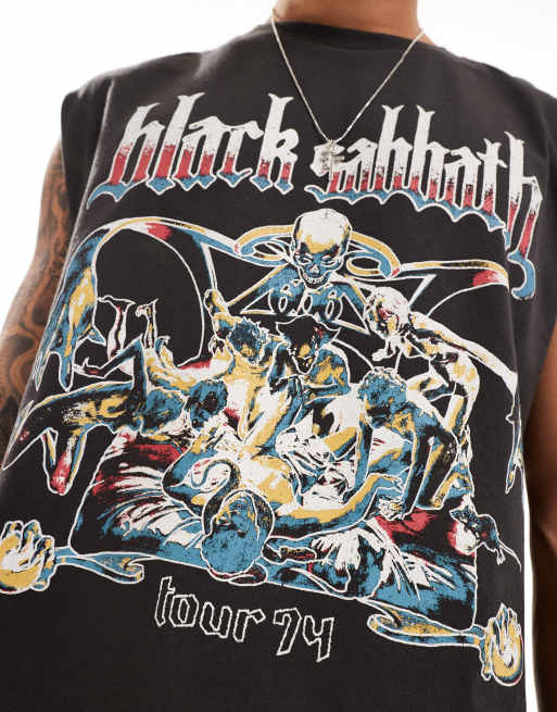 Cotton On relaxed singlet with Black Sabbath graphic in washed black , 3 of 4