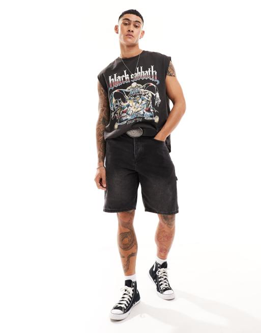 Cotton On relaxed singlet with Black Sabbath graphic in washed black , 4 of 4