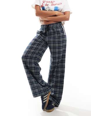 Cotton:on Cotton On Relaxed Straight Leg Check Pants In Blue