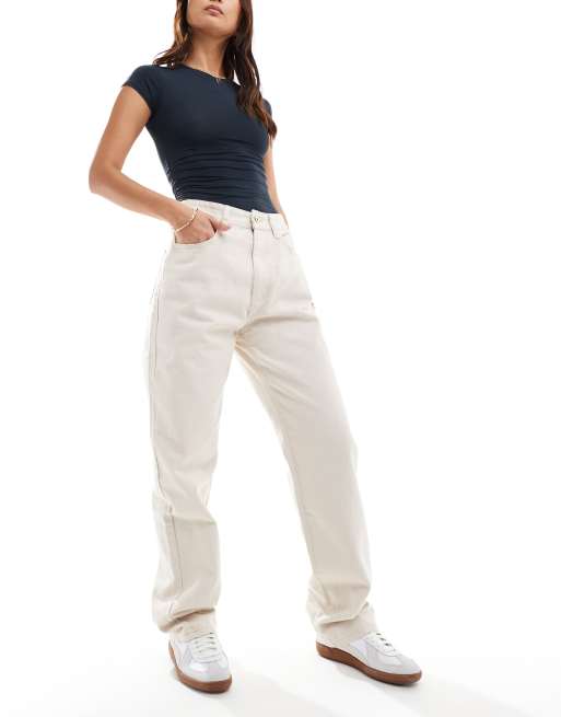 Cotton On relaxed straight leg jeans in off white 