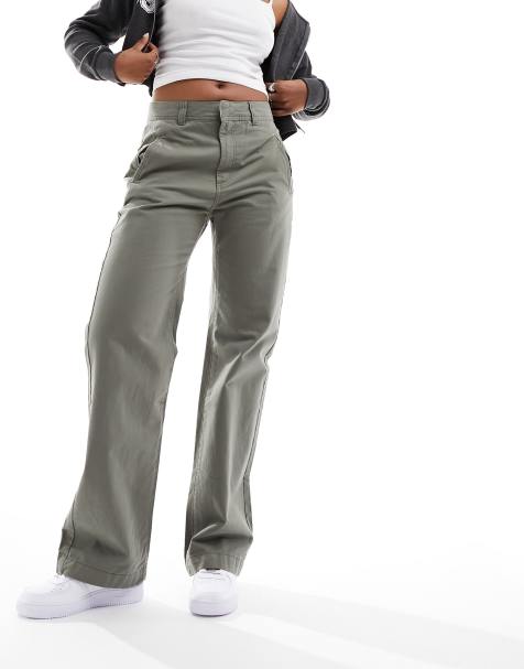 Cotton On relaxed straight leg trousers in woodland green 