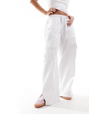 Cotton On relaxed summer cargo pants in white linen