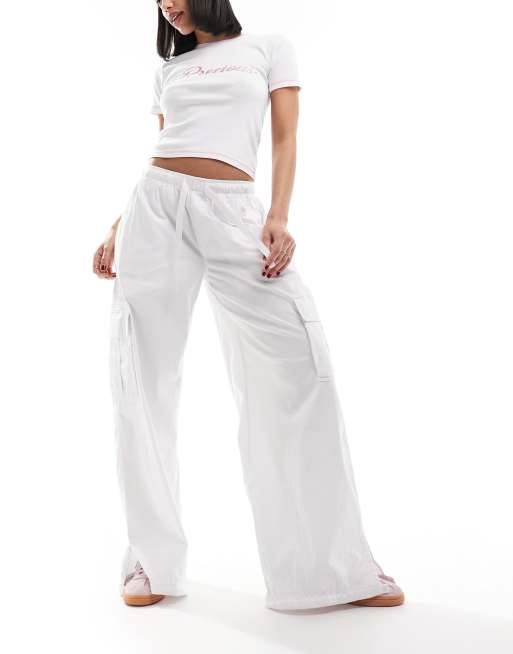 Cotton On relaxed summer cargo pants in white linen ASOS