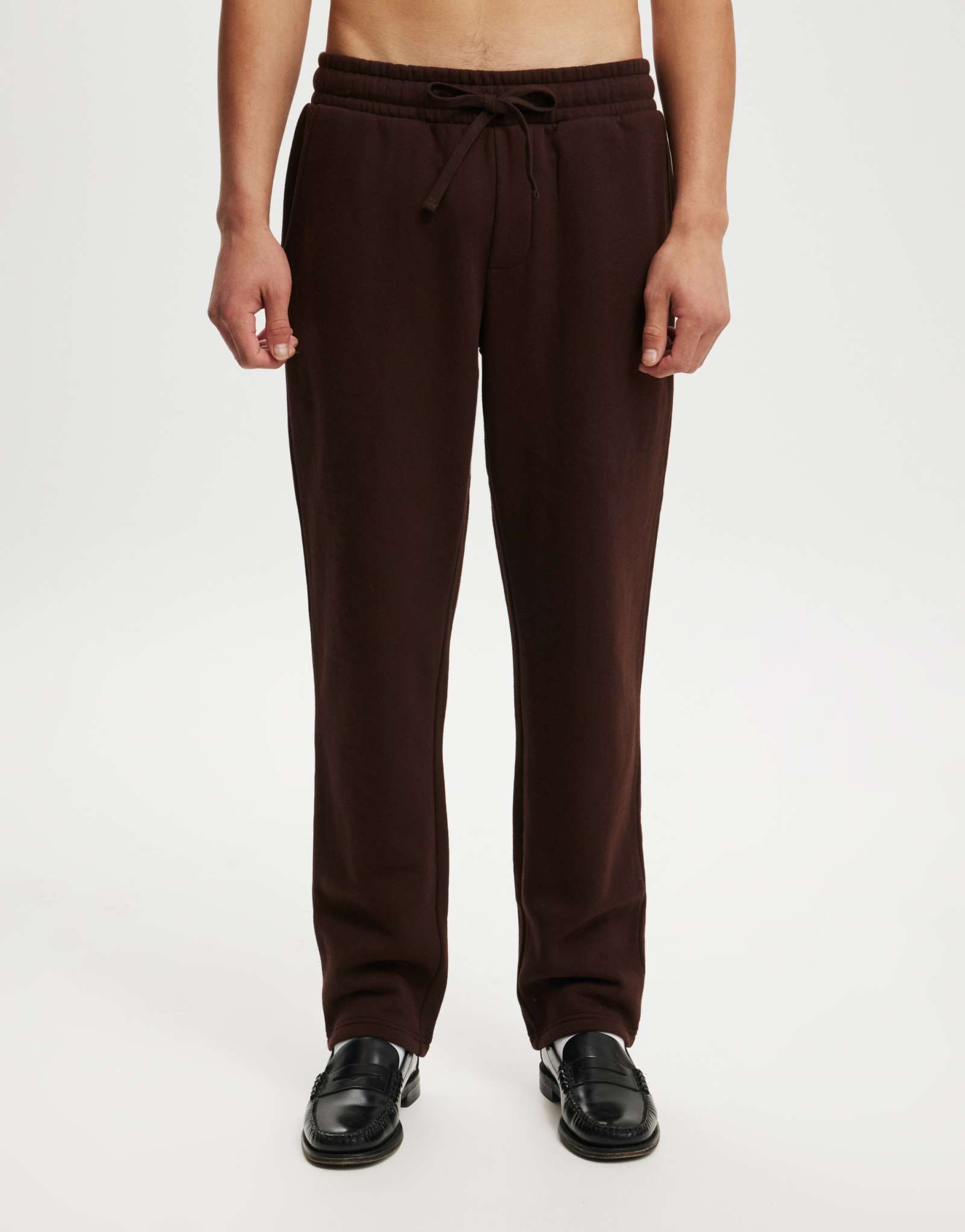 Свободные спортивные брюки из хлопка коричневого цвета  