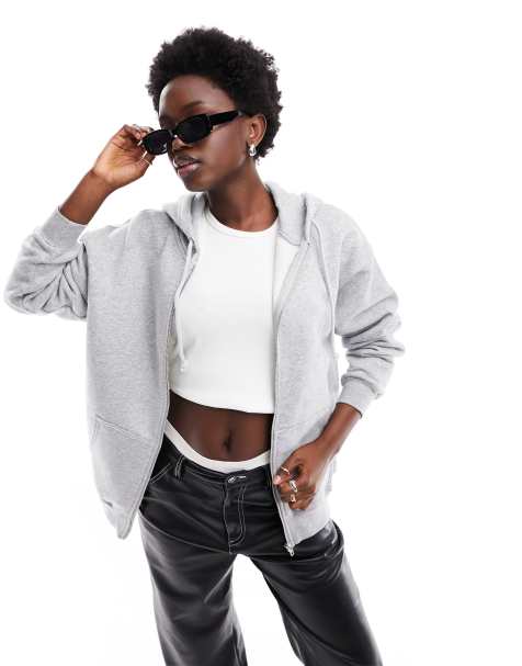 Dark grey zip up hoodie clearance womens