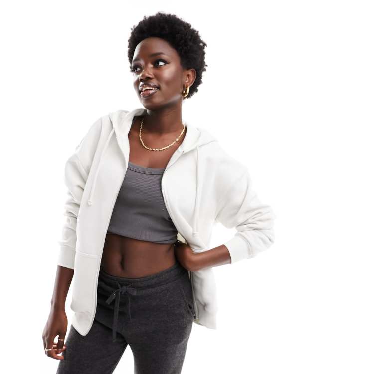 Cotton On relaxed zip front hoodie in vintage white