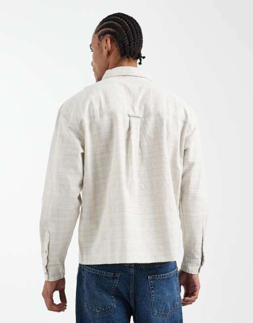 Cotton On - Remi - Chemise texturée à carreaux et manches longues - Taupe, 3 de 5