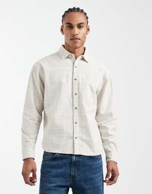 Remi - Langärmliges Hemd in Steinbeige mit strukturiertem Karomuster-Neutral Neutral XL