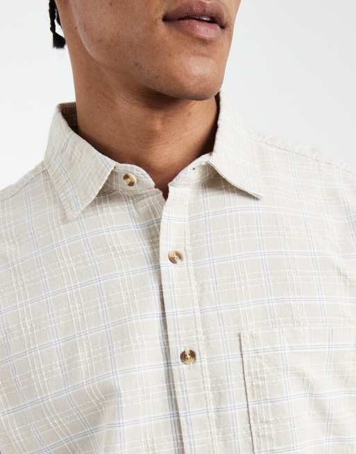 Cotton On Remi long sleeve shirt in stone textured check, 5 of 5