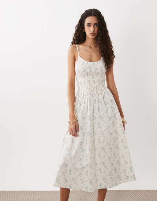 Cotton On – Remy – Gesmoktes Midikleid in Crème Fraîche mit Jenna-Blümchenmuster, 2 von 4