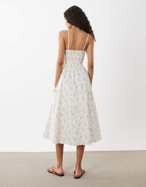 Cotton On – Remy – Gesmoktes Midikleid in Crème Fraîche mit Jenna-Blümchenmuster, 4 von 4
