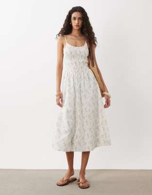 Cotton On Remy Shirred Midi Dress In Brown
