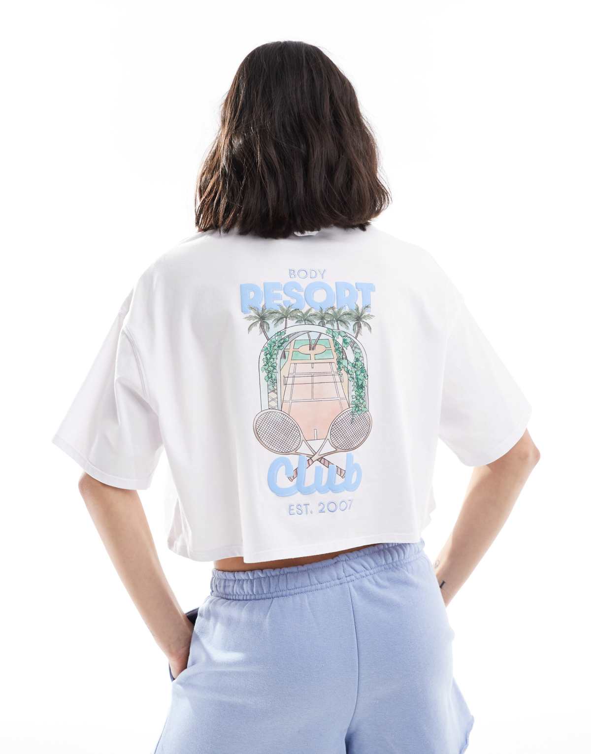 Cotton On resort club crop t-shirt in white